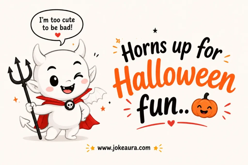  Funny Devil Puns;Horns up for Halloween fun.