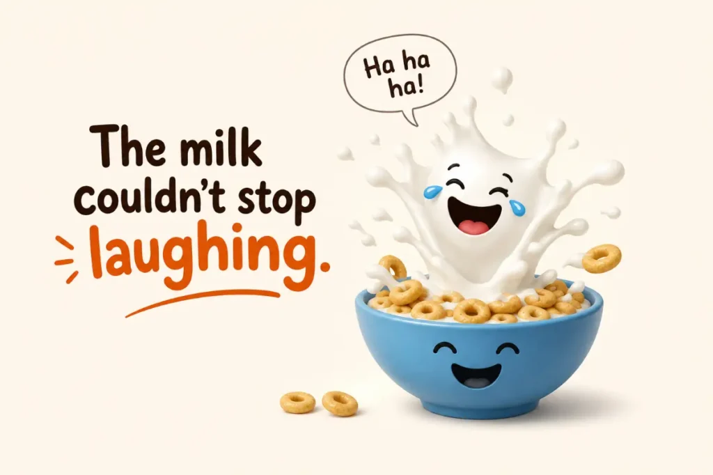 the milk couldn't stop laughing