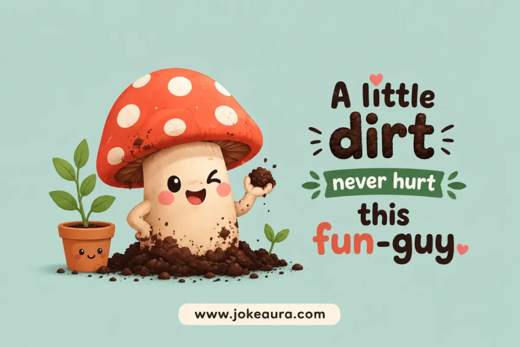 A little dirt never hurt this fun-guy.