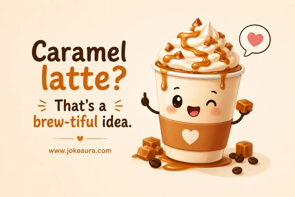 Caramel latte? That's a brew-tiful idea.