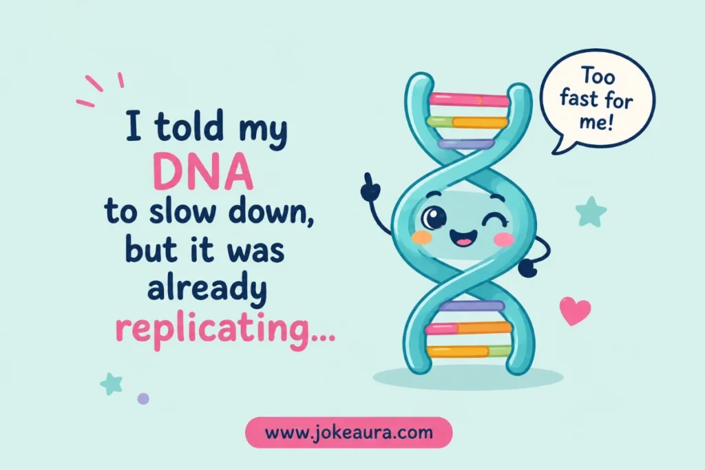 I told my DNA to slow down, but it was already replicating.