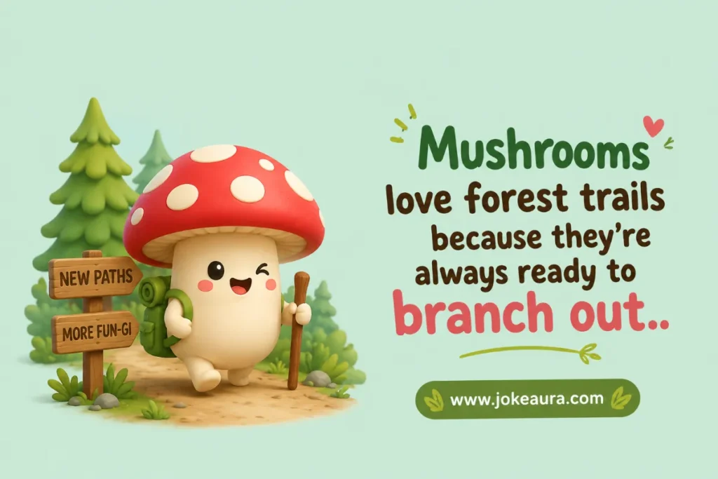 Mushrooms love forest trails because they’re always ready to branch out.