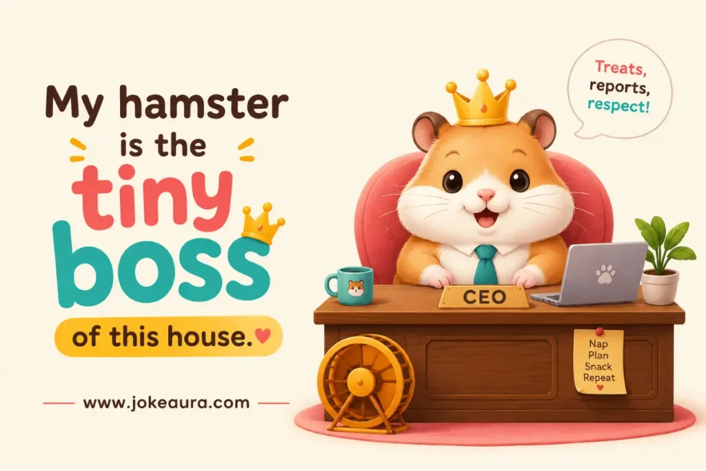 My hamster is the tiny boss of this house.