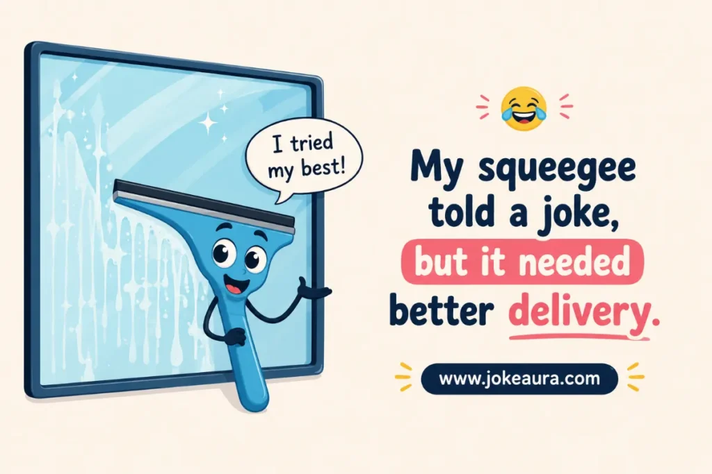 My squeegee told a joke, but it needed better delivery.