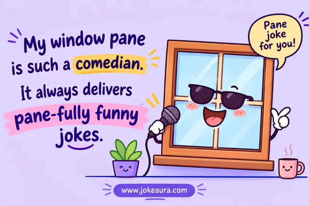 My window pane is such a comedian. It always delivers pane-fully funny jokes.