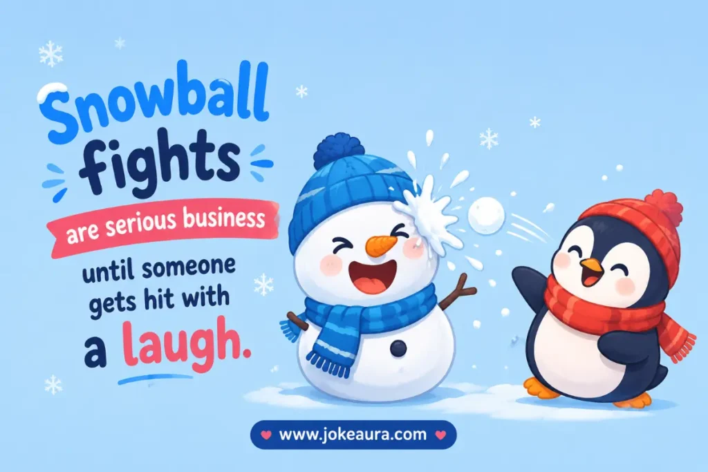 Snowball fights are serious business until someone gets hit with a laugh.