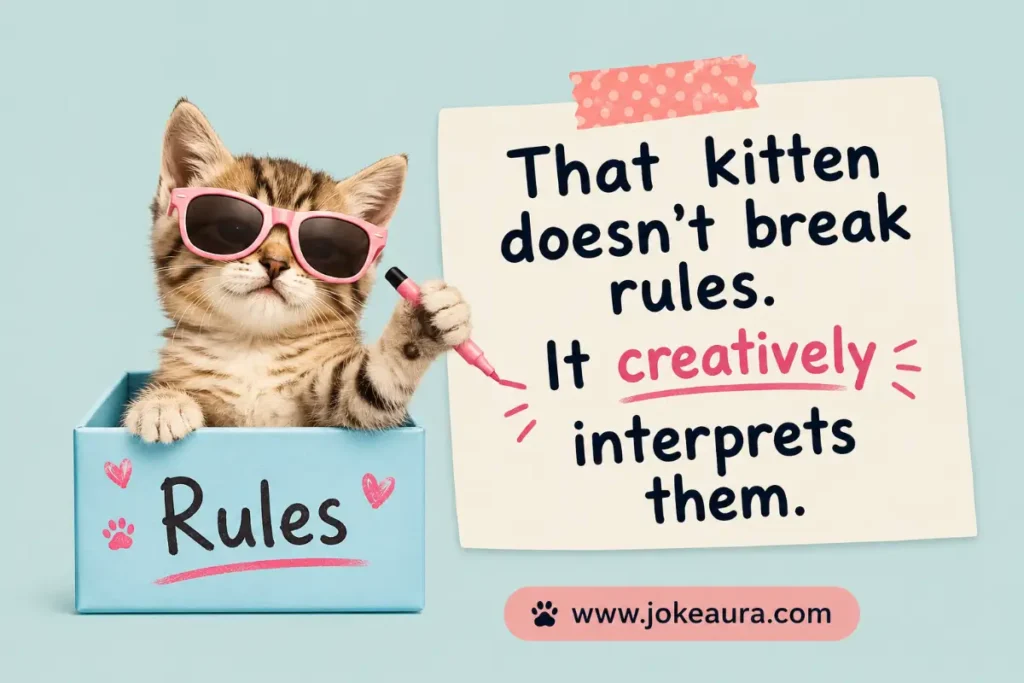 That kitten doesn’t break rules. It creatively interprets them.