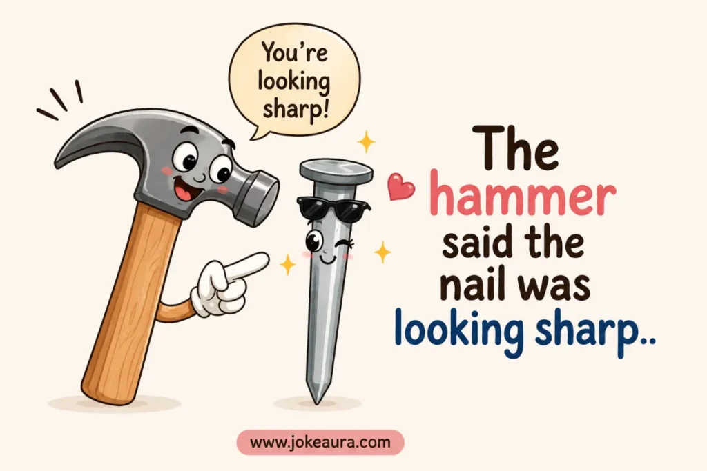 The hammer said the nail was looking sharp.