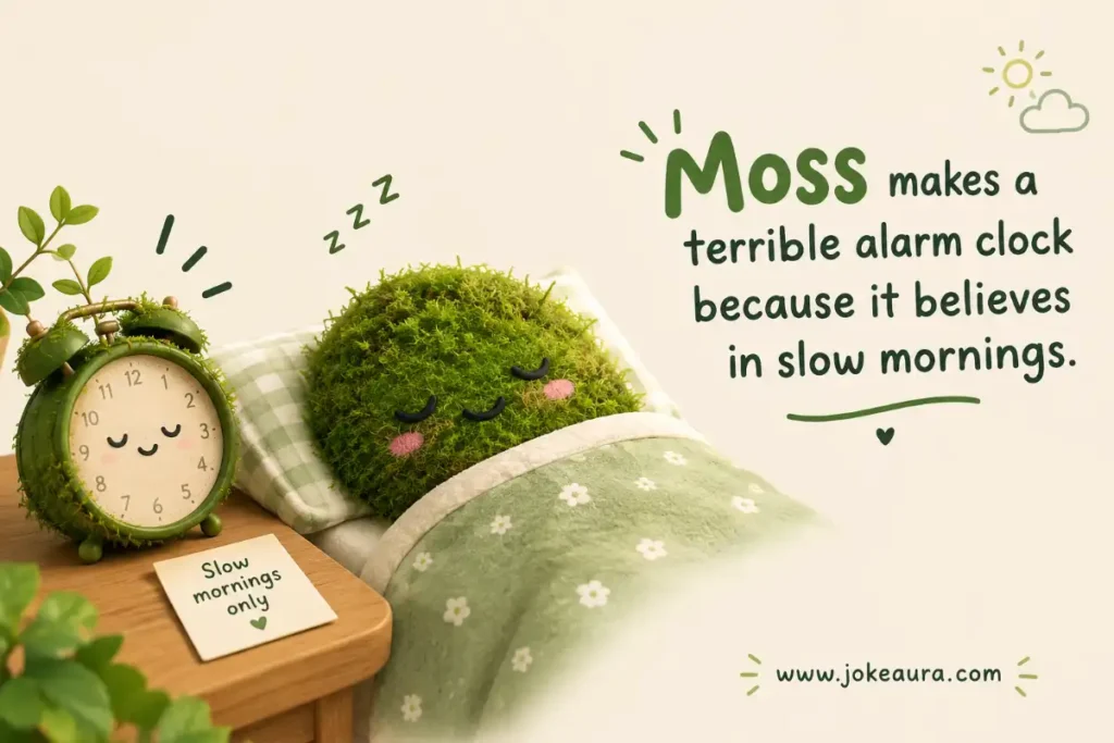 Moss makes a terrible alarm clock because it believes in slow mornings.