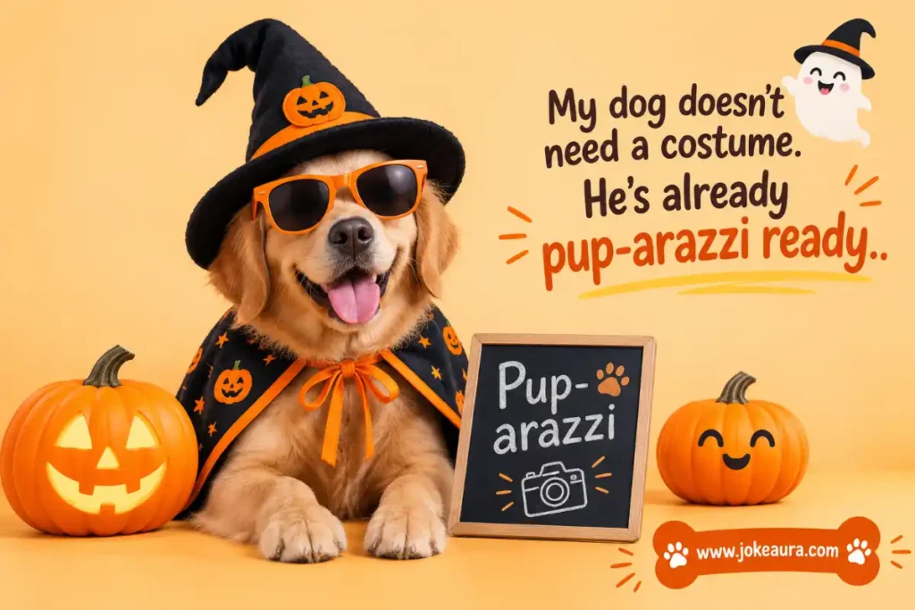 My dog doesn't need a costume. He's already pup-arazzi ready.