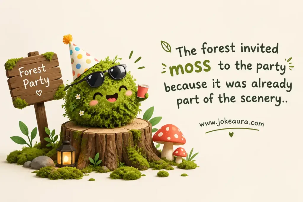 The forest invited moss to the party because it was already part of the scenery.